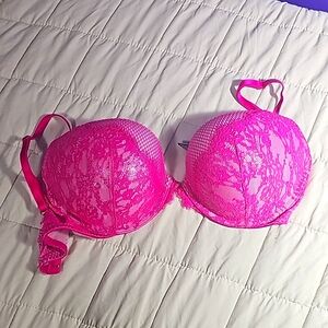 Hot pink lace Victoria's Secret Bra. Size 34 DD
